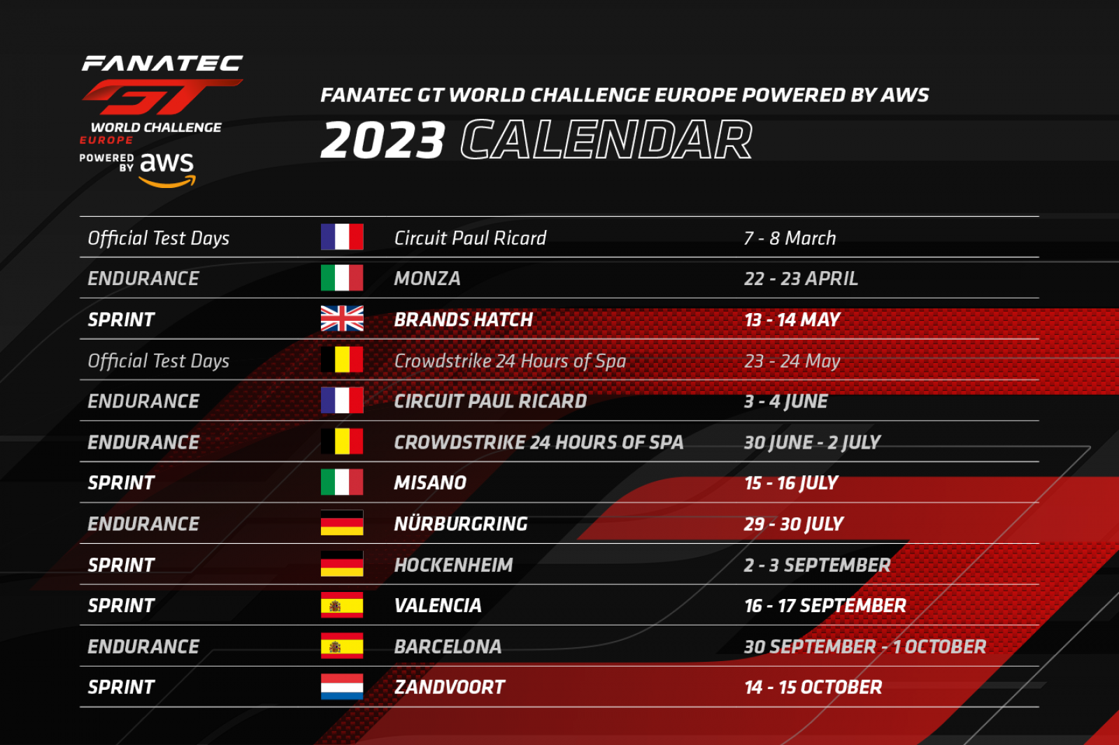 SRO Motorsports Group announces calendar changes for 2023 European season